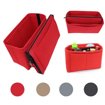 

Home Organizer Felt Fabric Cosmetic Bag Purse Insert Bags Makeup Container Handbag Multifunction Storage Pouch 1Pcs S/M/L