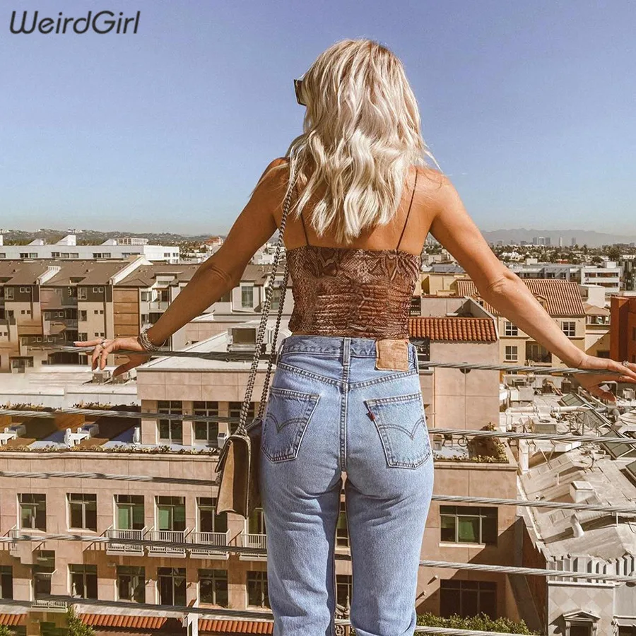 Weirdgirl, женская сексуальная майка со змеиным узором, без бретелек, тонкие, вечерние, Клубные, каникулы, топы, базовые, femme, harajuku, Новинка