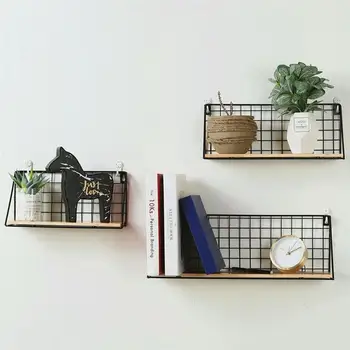 

Wall Hanging Rack Iron Art Punch Free Storage Rack Wall Mounted Storage Shelf Simple Wall Storage Basket For Home Dorm Wall Rack