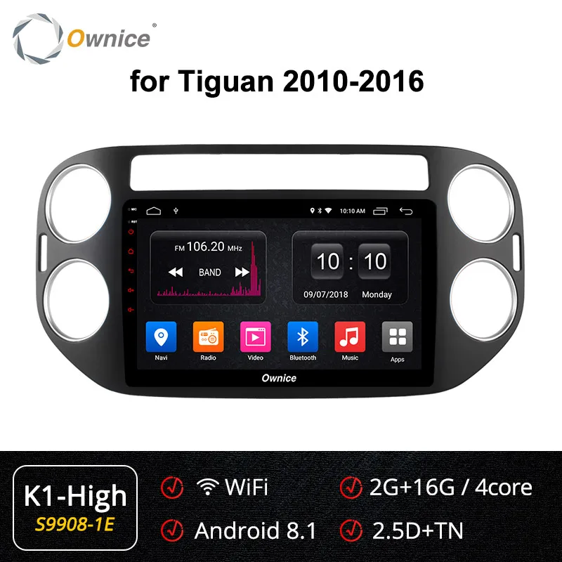 Ownice Android 9,0 Octa 8 core автомобильный радиоприемник gps Navi k3 k5 k6 для Volkswagen Tiguan 2010 2011 2012 2013 4 аппарат не привязан к оператору сотовой связи SPDIF - Цвет: S9908-1 K1 HIGH