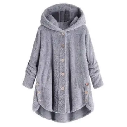light gray Женская куртка, стиль, модный, с капюшоном, средней длины, плюш, полосатый каждодневный свободный, большие размеры, женский осенне-зимний ассиметричный жакет, NZYD249A - Цвет: light gray