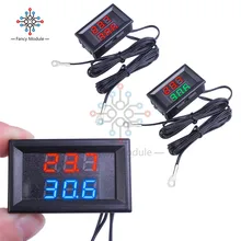 Diymore dc 4 -28v led duplo dígito termômetro com 2 ntc 10k sensor termostato sonda monitor de temperatura testador para carro interno