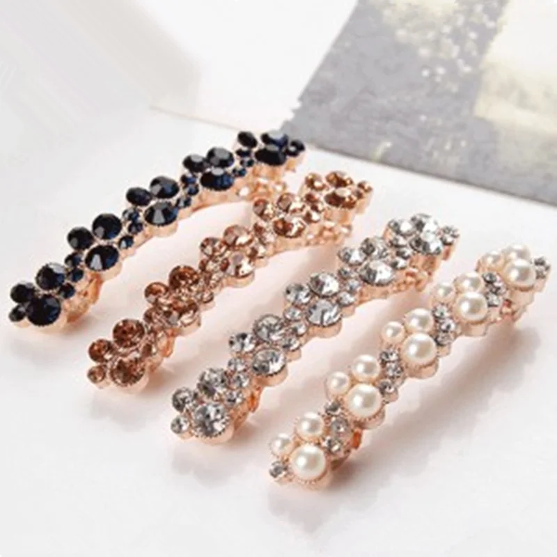 Fashion Geometric Crystal Pearl Women Hair Clips Headwear Accessories Shining Hairpins Hair Barrettes Decorations