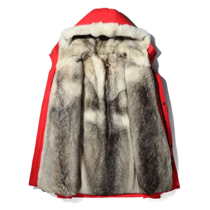 

mens raccoon fur coats winter long jacket shealring jacket snow wear thickening warm outdoor overcoat tops 2019 plus size