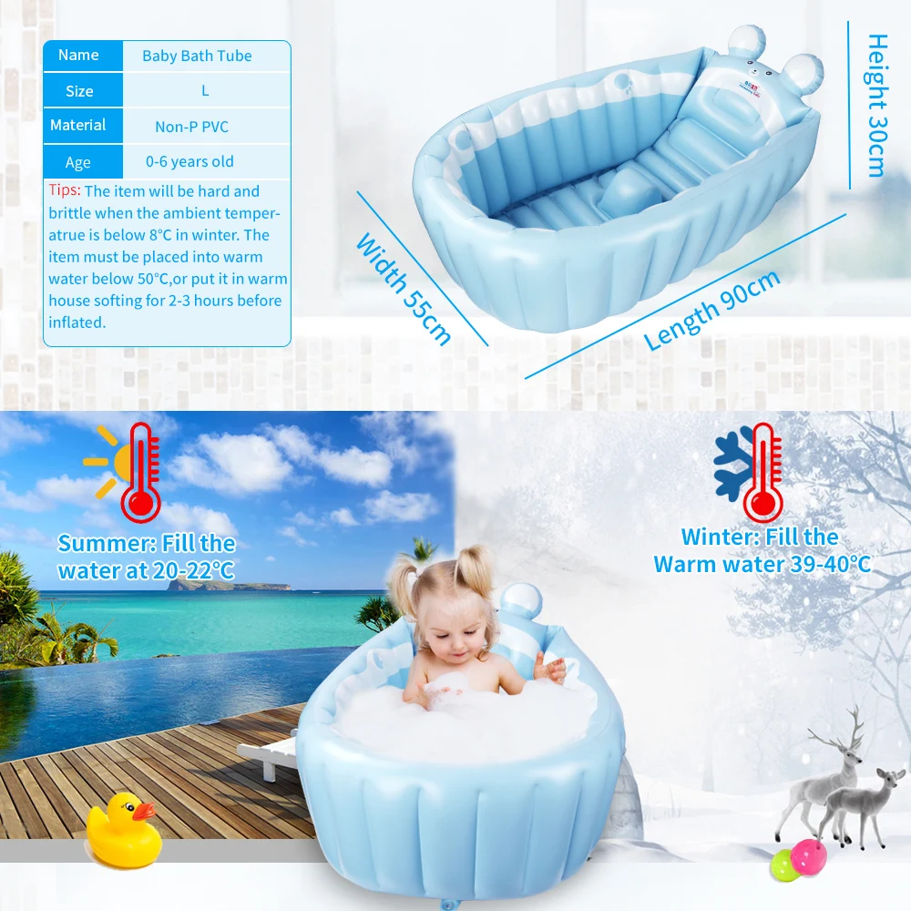 Portable Bathtub Inflatable Bathtub Child tub Cushion Warm Winner Keep Warm Folding Portable Bathtub With Air Pump Free Gift 2