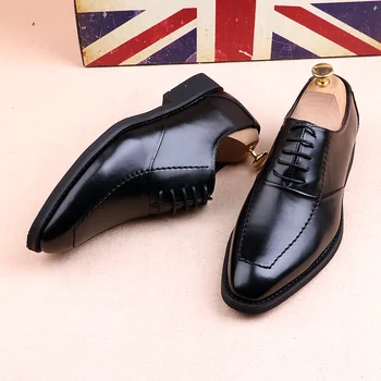 

Men Dress Shoes Genuine Leather Flat Business Casual Shoes Loafers Male Formal Wedding Shoes Zapatillas Hombre size 37-44