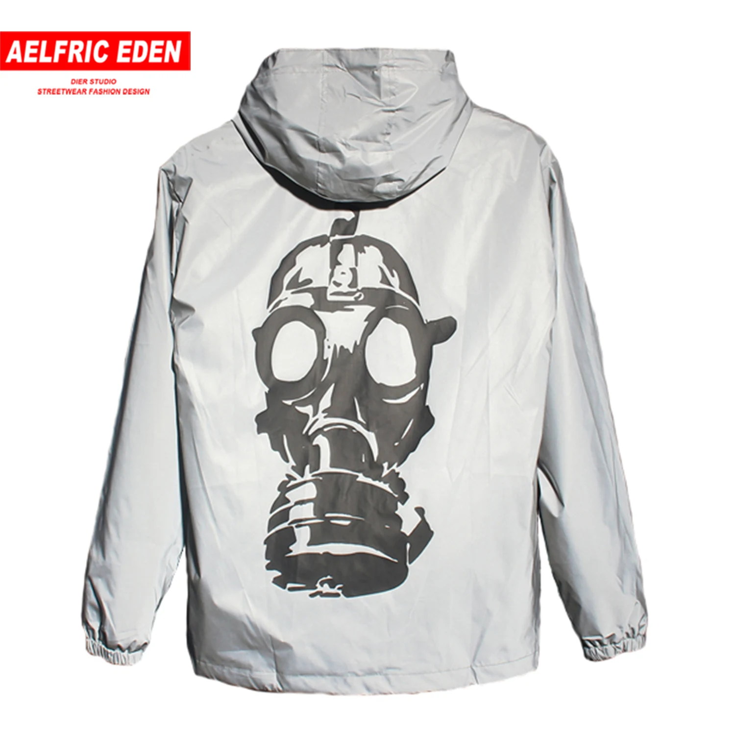

Aelfric Eden Mister Printed Men Trench 2019 Harajuku Fashion Reflective Hooded Jacket Streetwear Hip Hop Casual Cotton Male Coat