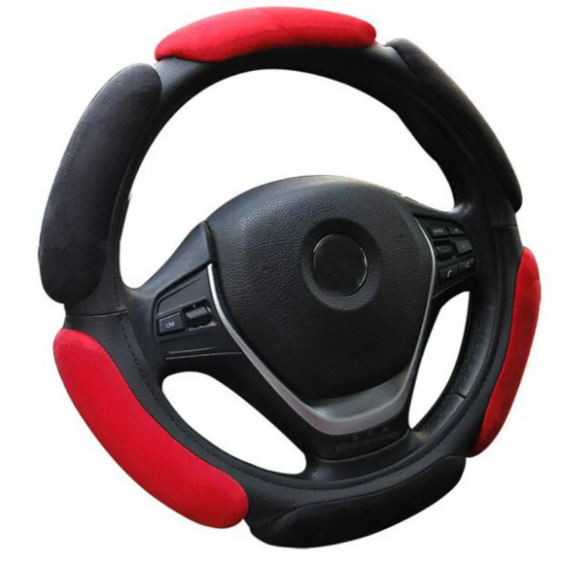 Нескользящая крышка рулевого колеса с 3D дизайном/Флокирование clothcar, рулевое колесо, оплетка диаметром 38 см для 95% автомобиля