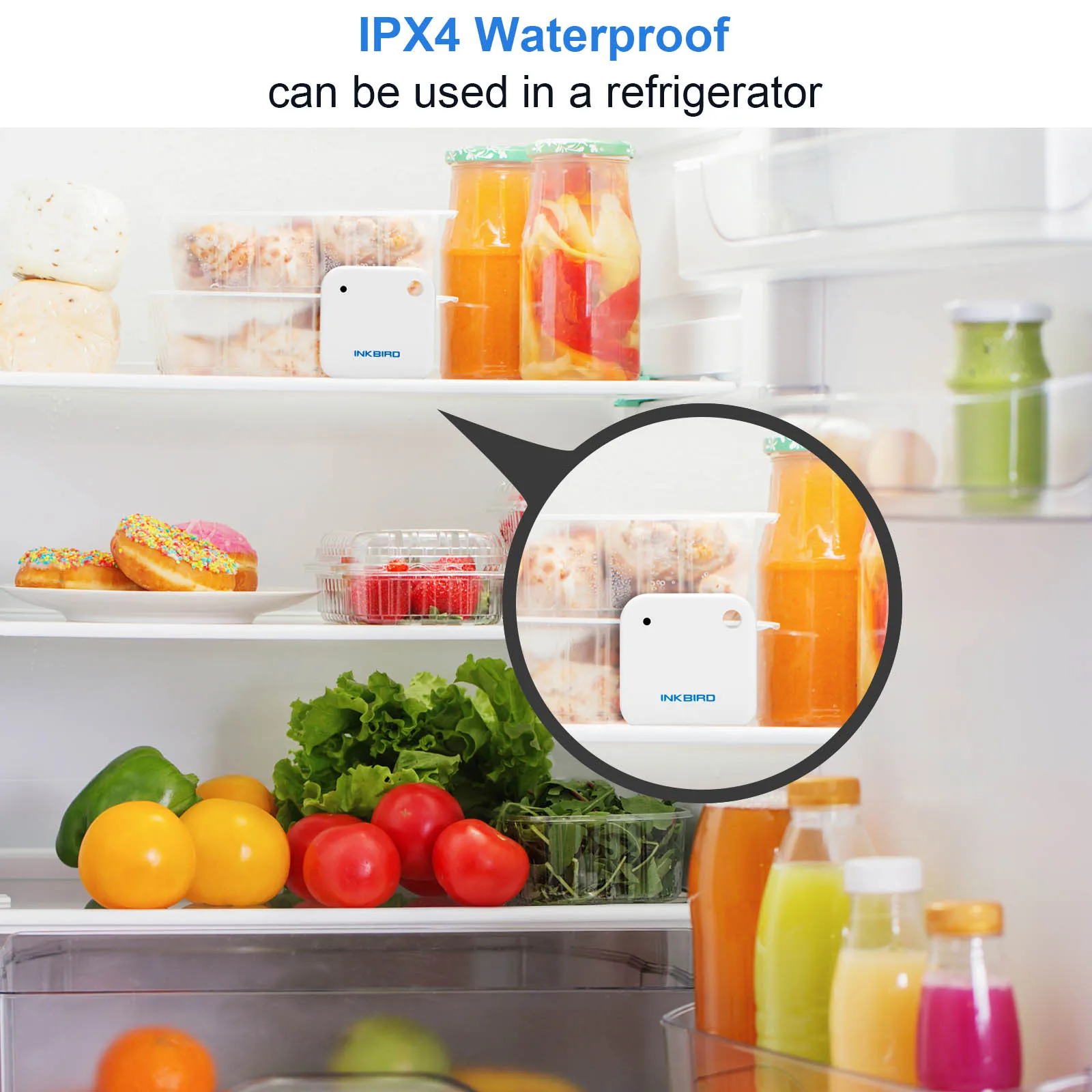 INKBIRD IBS-TH2 냉장고 온실 애완동물에 적합한 데이터 로거가 포함된 Bluetooth 방수 스마트 온도 및 습도 센서