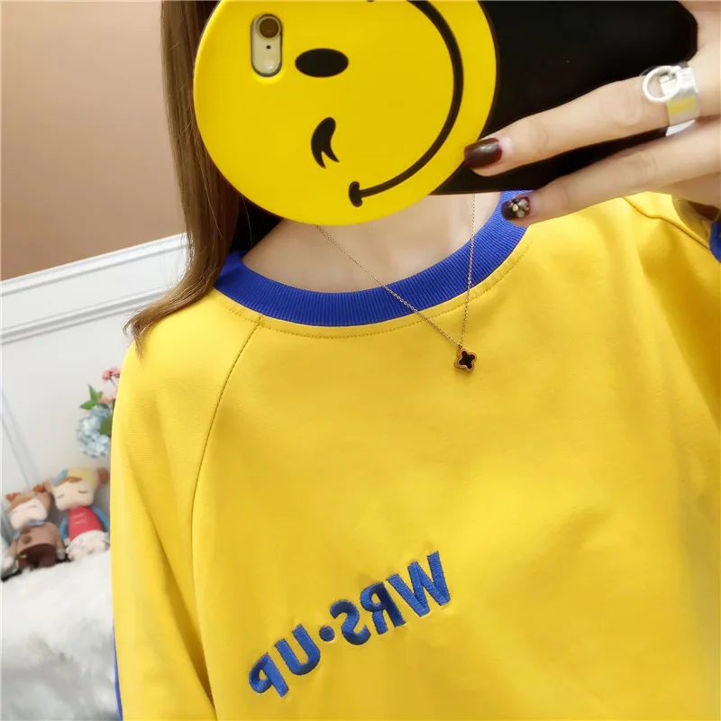 Корейские свободные толстовки, пуловер, Топ с длинным рукавом, Kawaii, Harajuku, толстовки, весна-осень, женские толстовки