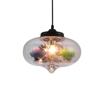 

Modern Iron Sieve Pendant Lamp Clear Transparent Glass Industry Design Dinning Room Restaurant Hotel Loft Suspension Light Red