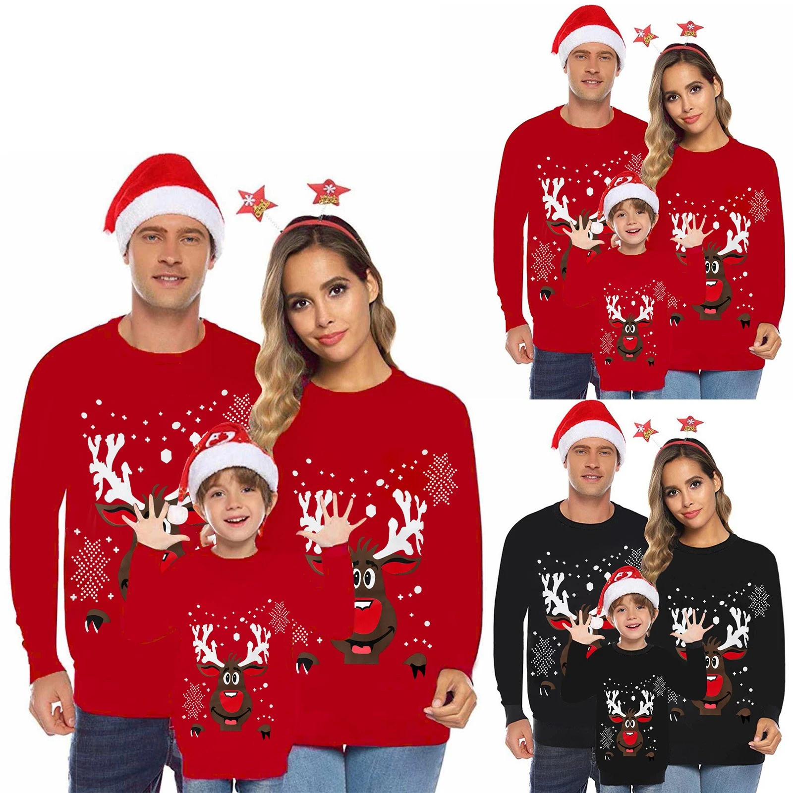 Sudaderas familiares navideñas para padres e hijos, ropa con de estilo navideño, camisa de manga larga con cuello redondo, Top de aspecto familiar, jerséis| | - AliExpress