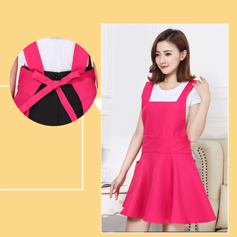 Waiter Cooking Kitchen Apron For Woman Baking Salon Hairdresser Coffee Shop Household Restaurant Bibs Pink Nail Florist Overalls