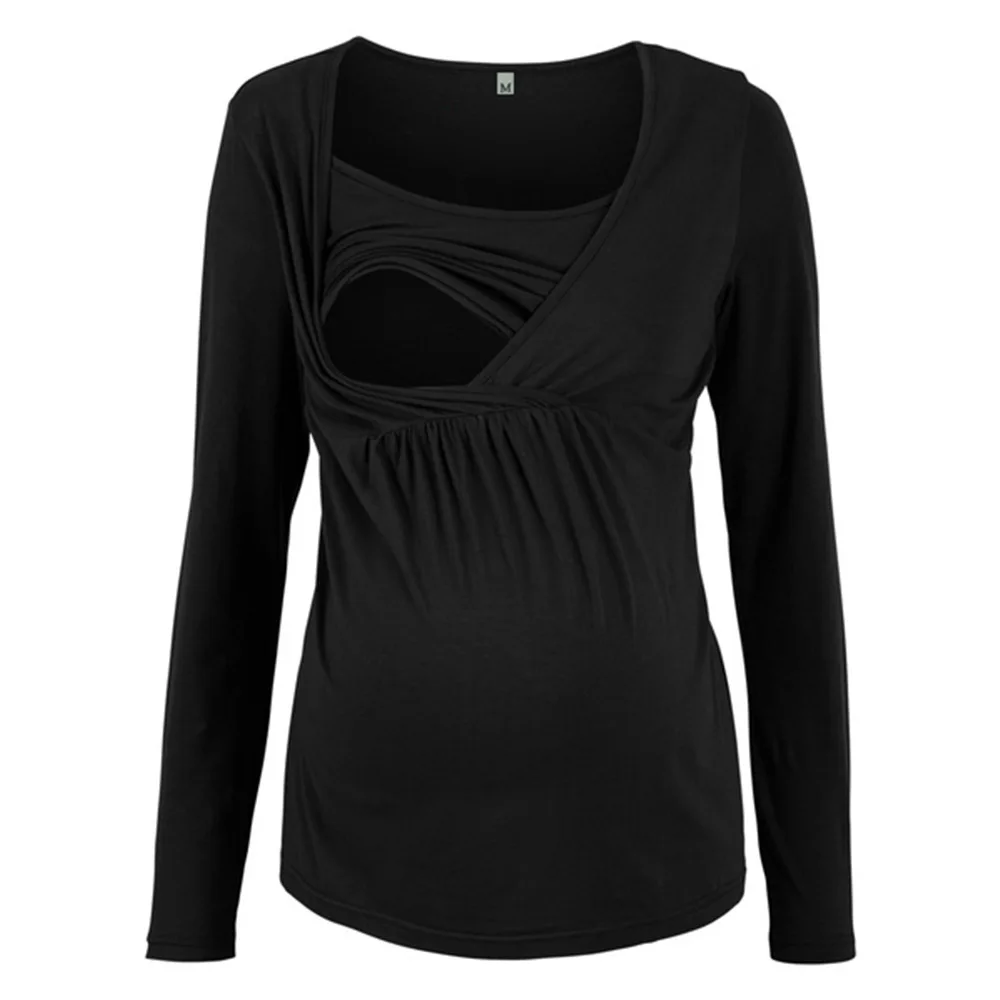 New round collar long sleeved maternity blouse nursing mother dress plus size dress nursing dresses breastfeeding maternidade