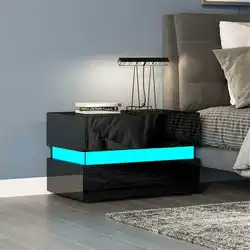 Mesita de noche LED RGB, mesa de centro para revistas, mesa lateral para cama, armario de almacenamiento, mesita de noche, muebles para el hogar, decoración de dormitorio