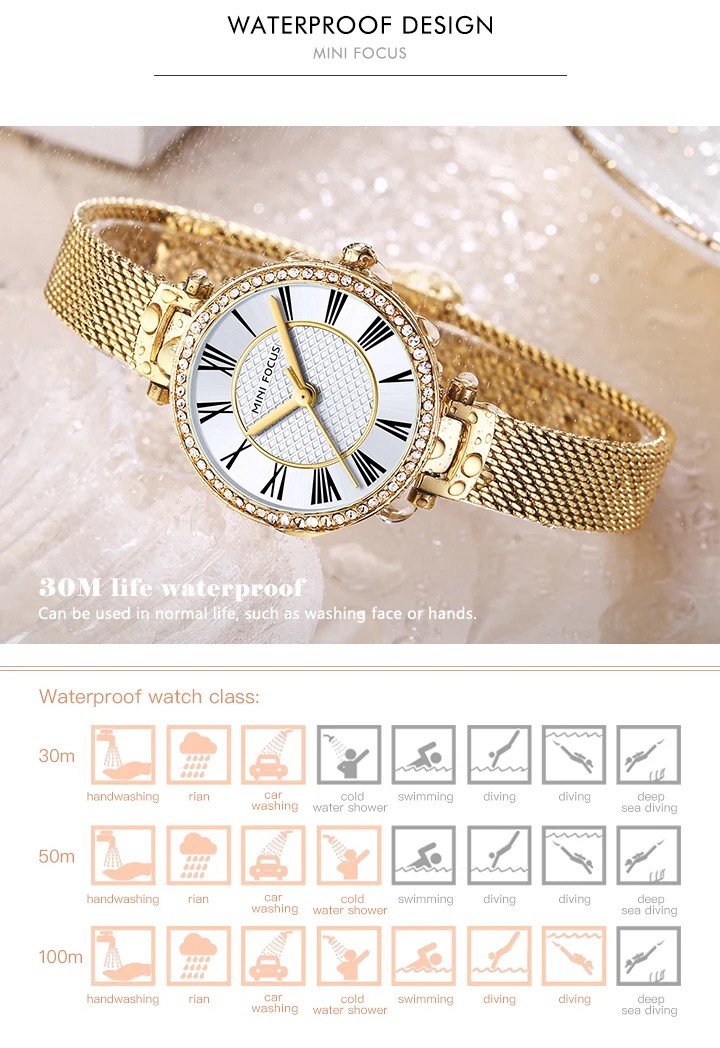 quartzo com pulseira de malha de aço