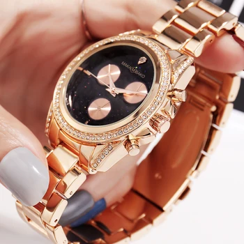 

Ayhaus Women Simple Casual Luxury Wristwatch Stainless Steel Band Quartz Watch for Ladies Rose Gold Mesh Female Clock