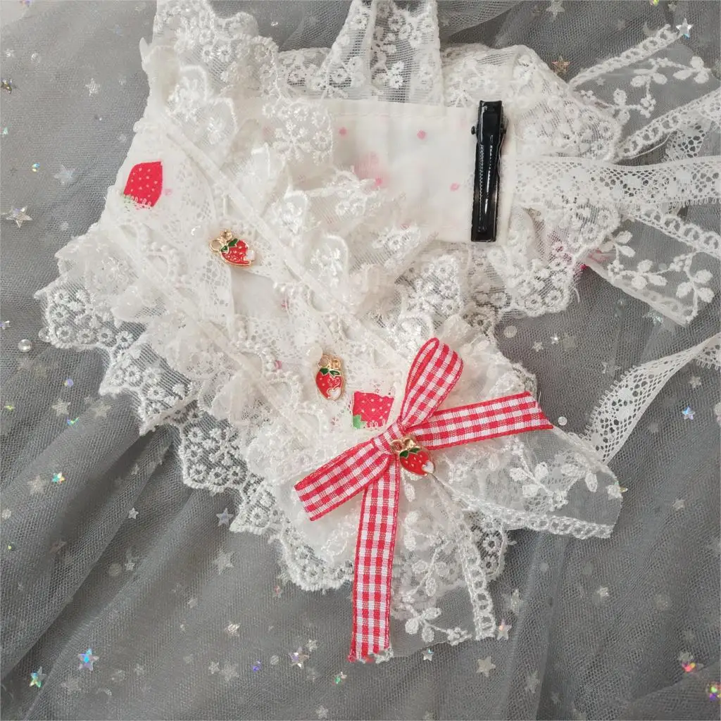 

Japanese sweet Lolita plaid hair band hairpin lolita strawberry cherry hair accessories maid accessories