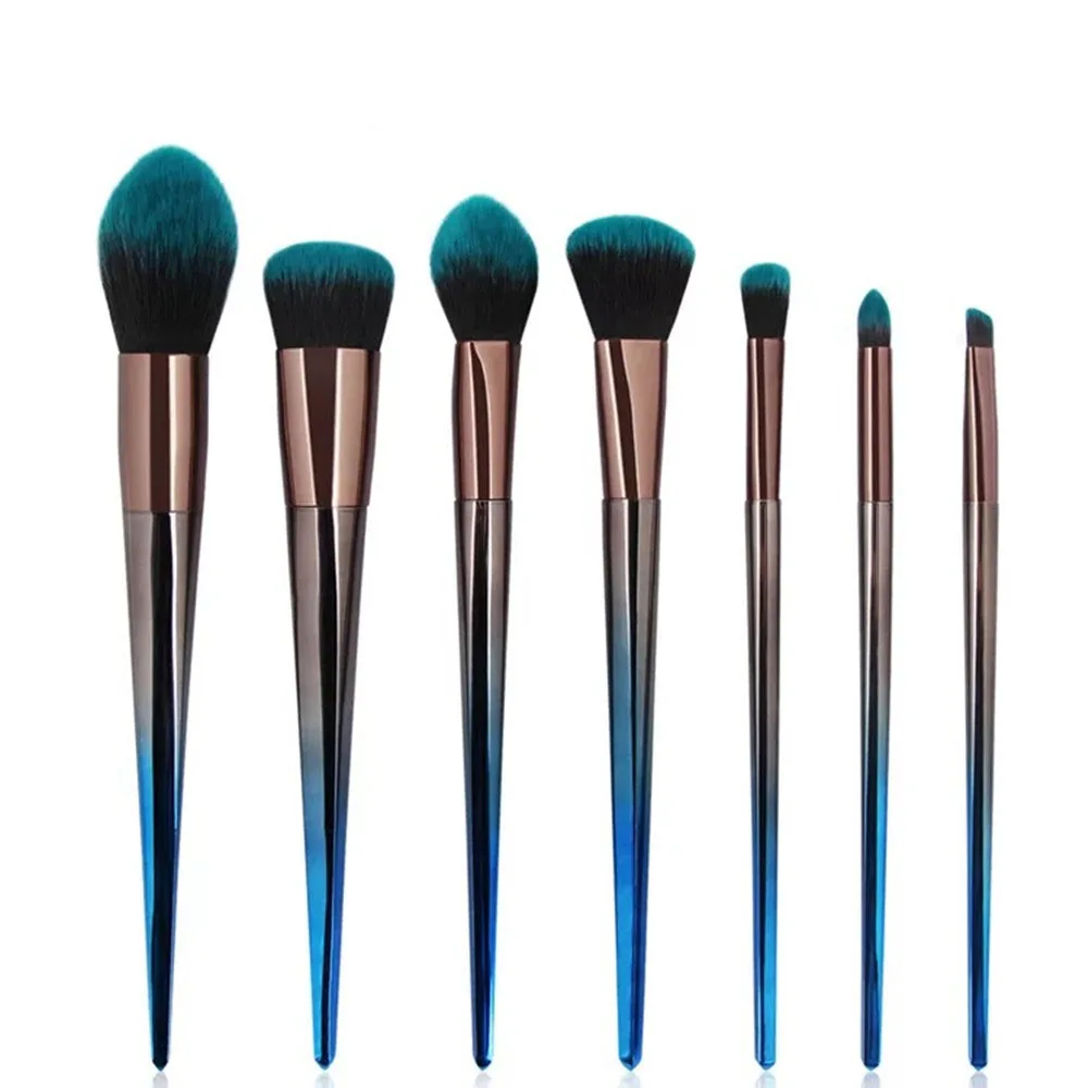 

7pcs Diamond Makeup Brushes Set Blue Black Gradient Handle Eyeshadow Lip Powder Face Pinceis Tools Cosmetic Kabuki Brush Kits