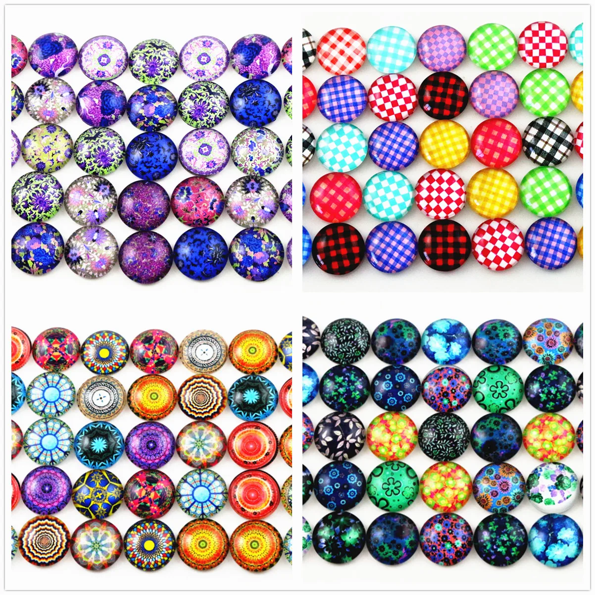 Hot Sale 50pcs 12mm 14 style New Fashion Mixed Flower Handmade Photo Glass Cabochons Pattern Domed Jewelry Accessories Supplies | Украшения