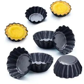

10pcs Egg Tart Mold Stainless Steel Cupcake Mold 7cm Diameter Thickened Reusable Cake Cookie Mold Tin Baking Tool Baking Cups