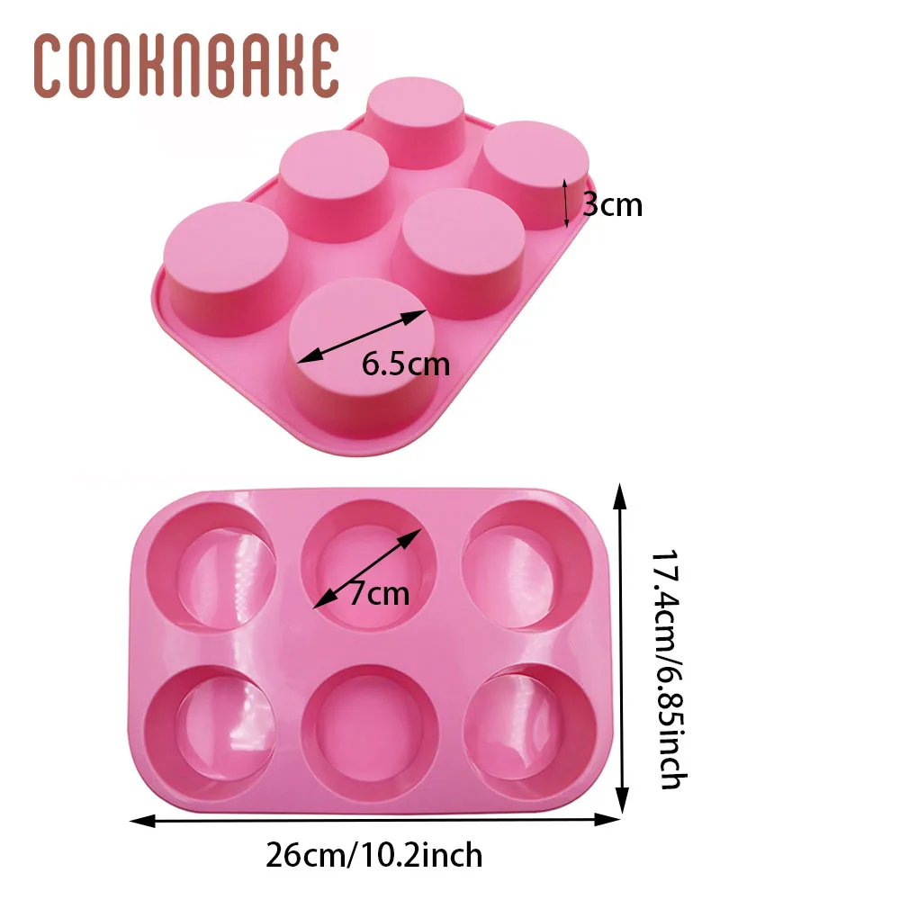 COOKNBAKE форма для Маффин кекса Силиконовая Форма для торта кондитерских изделий КРУГЛЫЙ пудинг хлеб выпечки инструмент 6 полости украшения торта инструмент