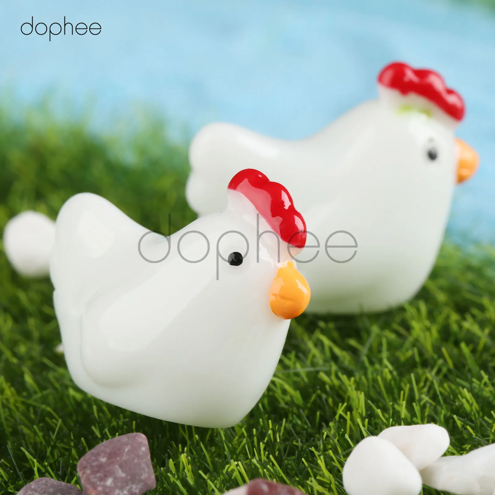 dophee 5pcs Miniature Hen Resine Chicken Coop Hen Craft Micro Landscaping Decor Home Landschaft Decoration DIY Accessories