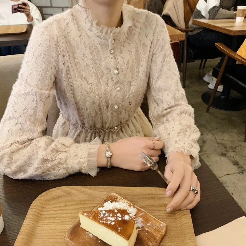 Heydress весеннее женское однотонное платье с пуговицами, Дамское элегантное платье с длинным рукавом, женское французское кружевное Повседневное платье с высокой талией