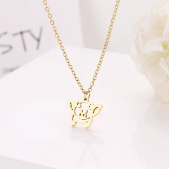 

DOTIFI Stainless Steel Cute and Rich Pig Pendant Necklaces Gold and Silver Color For Women Jewelry Necklace