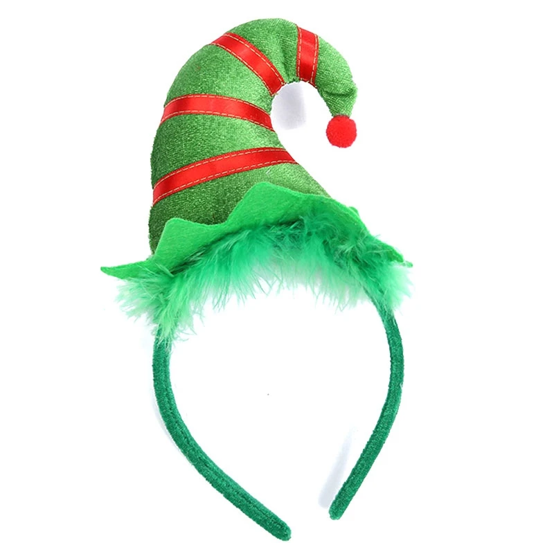 2PCS Christmas Hat Xmas Hot Christmas Decorations for Home Headband Santa Xmas Party Decor Double Hair Band Clasp Head Hoop
