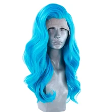 RONGDUOYI синие длинные волнистые синтетические парики на шнурках для женщин термостойкие волокна волос тела волна Косплей бесклеевой парик боковая часть