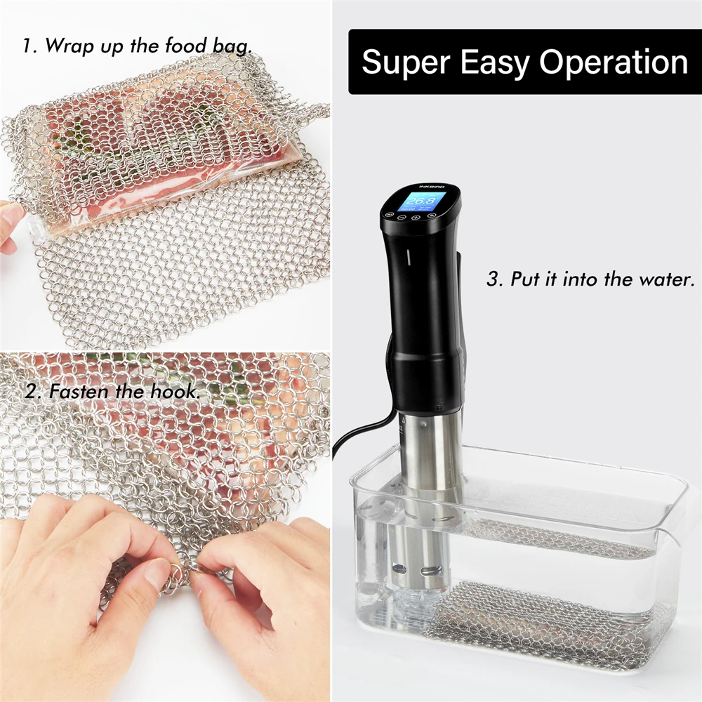 Sous Vide Weight - Chainmail Stainless Steel Weight - Sous Vide Weights and Clips - 2 Clips Full Submersion - Food Weights Sous Vide - for Healthy