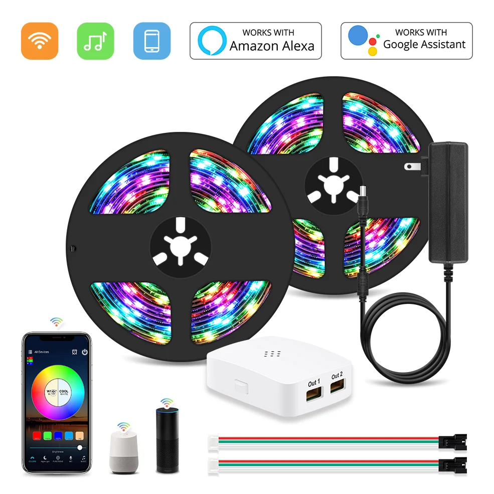 

RGB IC Led Tape DC 12V Wifi Addressable WS2811 Smart Pixel Led Strip Light Kit Magic 5M 10M 15M 20M 5050 Home Wifi Voice Control