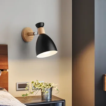 

Nordic Wood Wall Lights Bedroom Beside LED Lights Macaroon Modern E27 Wall Lamps LED Restaurant Bar Cafe Lighting