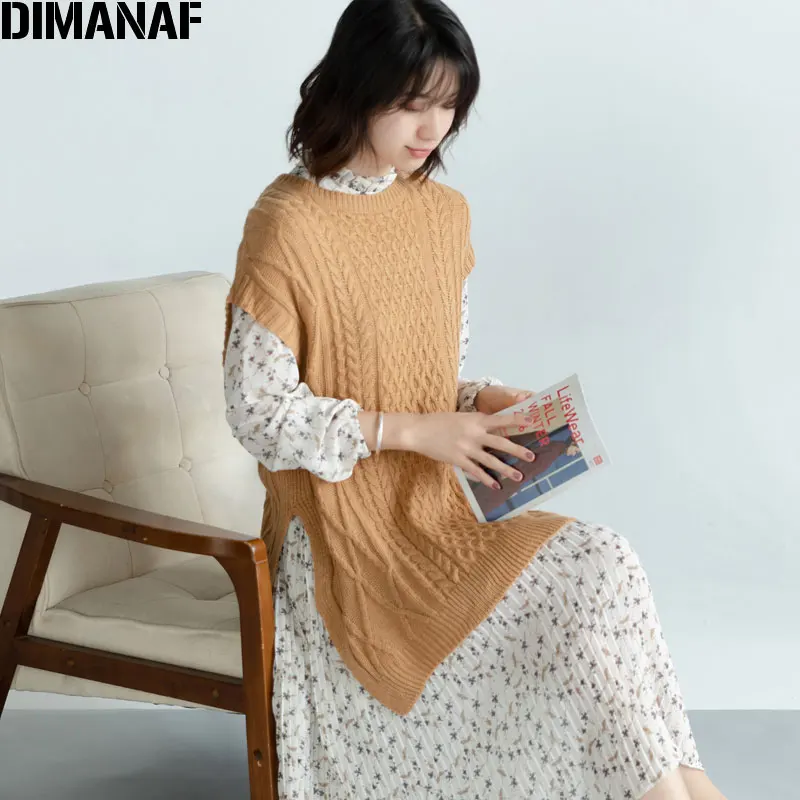 DIMANAF 2019 Plus Size Sweater Women Sleeveless Knitting Vest Batwing Winter Pullovers Cotton Loose Tops Large Size Outerwear DIMANAF 2019 Plus Size Sweater Women Sleeveless Knitting Vest Batwing Winter Pullovers Cotton Loose Tops Large Size Outerwear