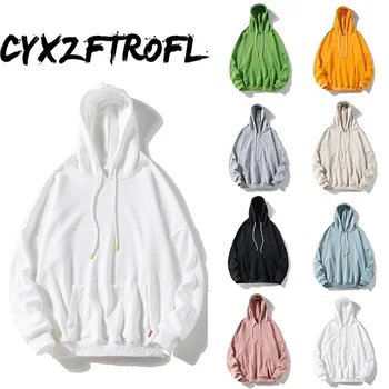 

CYXZFTROFL Fashion Solid Color Fleece Hoodies Hip Hop Casual Pullover Hooded Sweatshirt Men Harajuku Casual Fashion Streetwear 1
