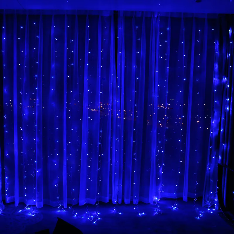 3X3 м Рождественская занавеска, сказочные декоративные гирлянды, светодиодный сетчатый свет для рождества, свадьбы, вечеринки, сада, Наружное Декоративное освещение - Испускаемый цвет: Blue