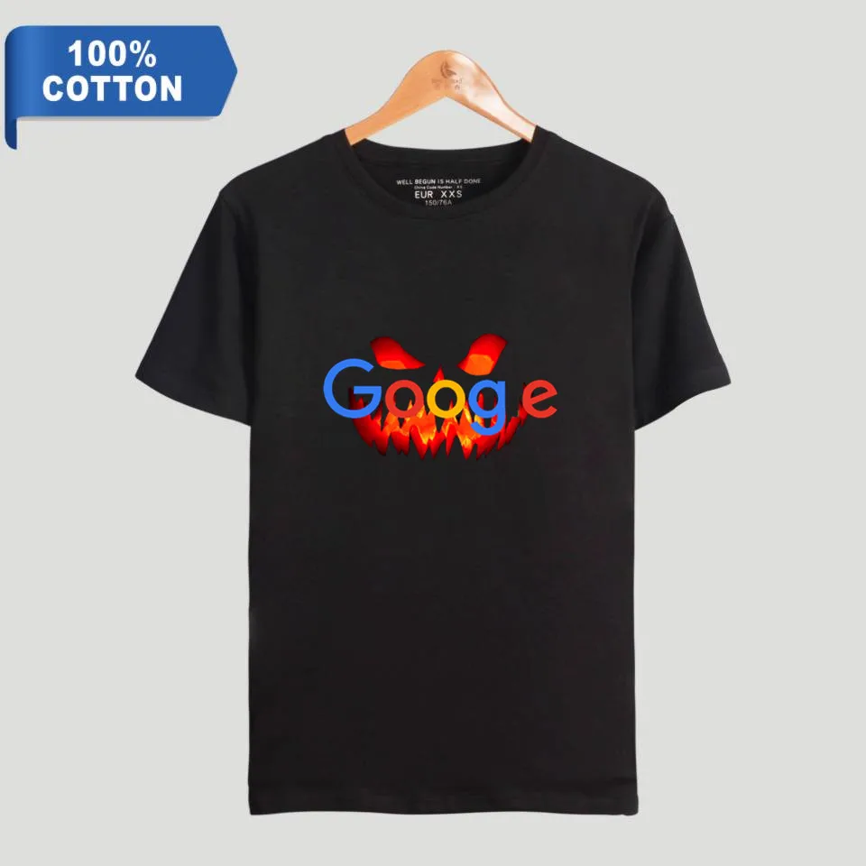 Модная летняя футболка с логотипом Google на тему Хэллоуина в стиле Харадзюку