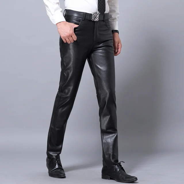 Genuine Leather Pants Men Real Sheepskin Classic Male Trousers Spring  Autumn Winter Black Formal Casual Slim Fit Pencil Pants - Casual Pants -  AliExpress