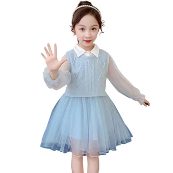 

Kids Clothes Girls Knitted Sweater + Mesh Skirt Girl Clothes Fashion Kids Girls Clothes Teenage Children's Clothes Set