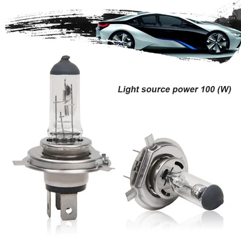 

H4 Car Light Bulb H4 100W Professional Car Accessories Transparent Light Quartz Halogen Bulb Car Headlights for General Purpose