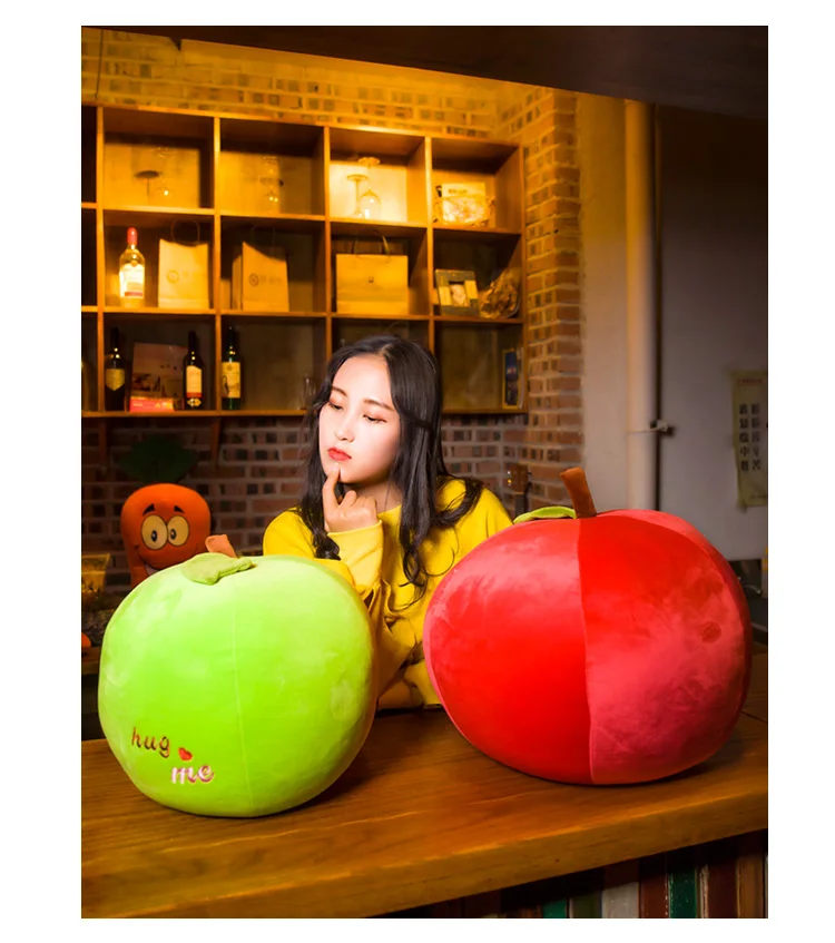 Big Strawberry Pillow Cute Pink Plush Toy Simulation Vegetable Fruit Apple Cushion for Girl Gift Decoration DY50760 (2)