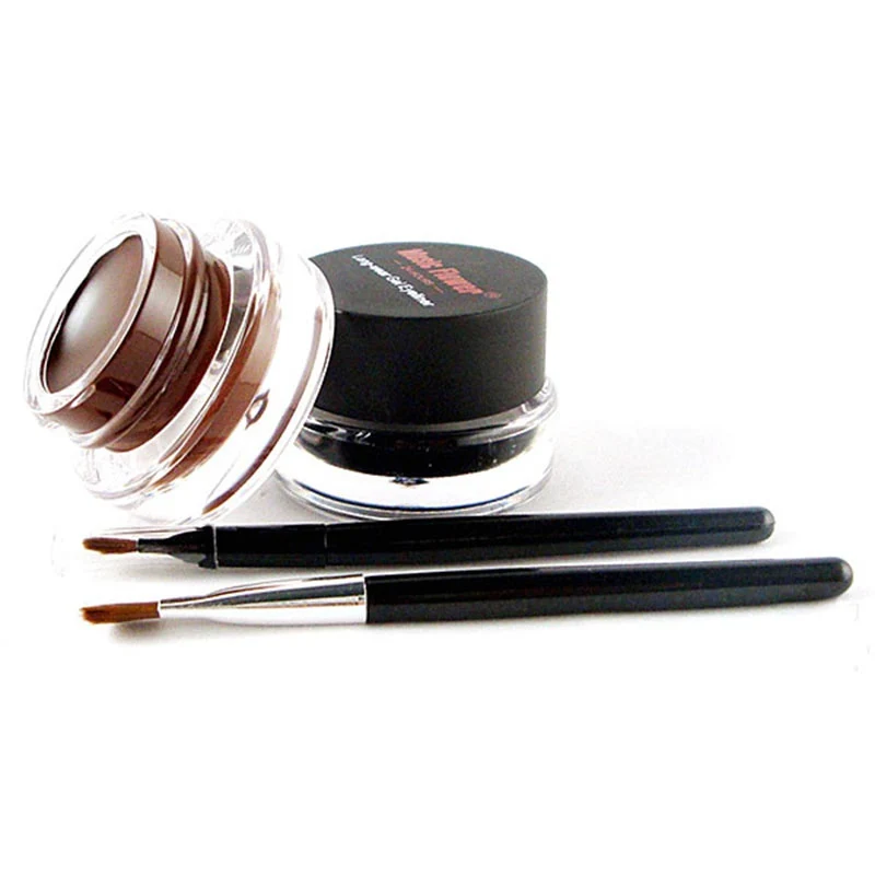 Music Flower Brown Black 2 In 1 Eyeliner Gel Waterproof Make Up Thick Smooth Eye Liner Cream Long-lasting With 2 Makeup Brushes Music Flower Brown Black 2 In 1 Eyeliner Gel Waterproof Make Up Thick Smooth Eye Liner Cream Long-lasting With 2 Makeup Brushes
