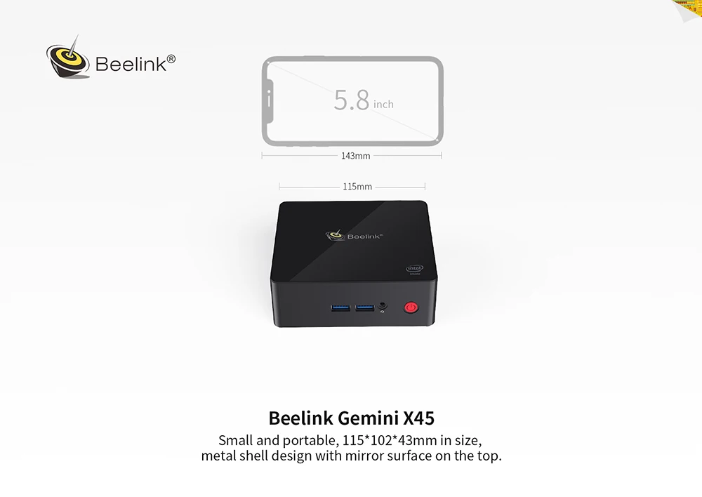 Мини-ПК Beelink Gemini X45 J4105 Win10 8 ГБ ОЗУ 256/512 ГБ mSATA SSD USB 3,0 1000 Мбит/с wifi BT4.0 мини-ПК Поддержка Windows и Linux