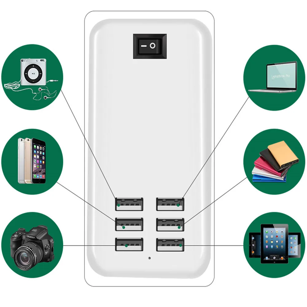 MOSUNX 6-портовое USB 30W Настольный Многофункциональный быстрое зарядное устройство переменного тока Адаптеры питания США/ЕС для Apple iphone Для samsung Galaxy