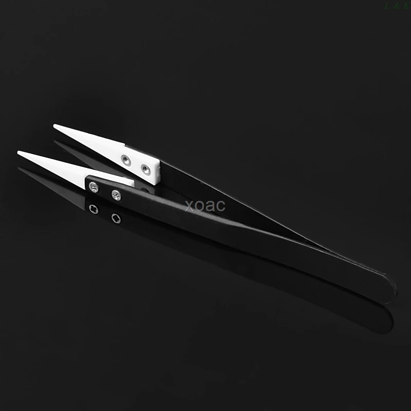 Ceramic Tips Tweezers Stainless Steel Handle Straight Aimed Tweezers 1PC for Coils M05 precision tweezers,tweezer tool,ceramic tweezers
