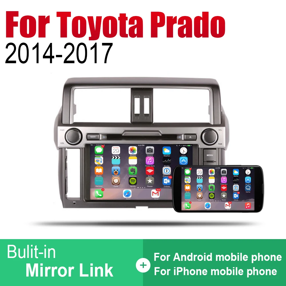 Автомагнитола для Toyota Land Cruiser Prado 150 2DIN стерео GPS навигация Wi Fi 2014 2015 2016 2017