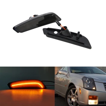 

2PCS Smoked Lens Amber Car Front LED Side Marker Light High Fender Lamp For Cadillac CTS、CTS V 2003 2004 2005 2006 2007