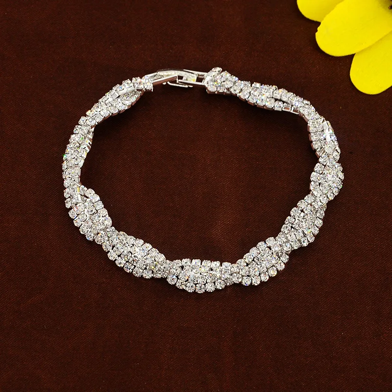 Роскошный Полный Кристалл 4 слоистых твист Теннисный браслет для женщин кубического циркония Iced Out цепи свадебные Ювелирные изделия Подарки