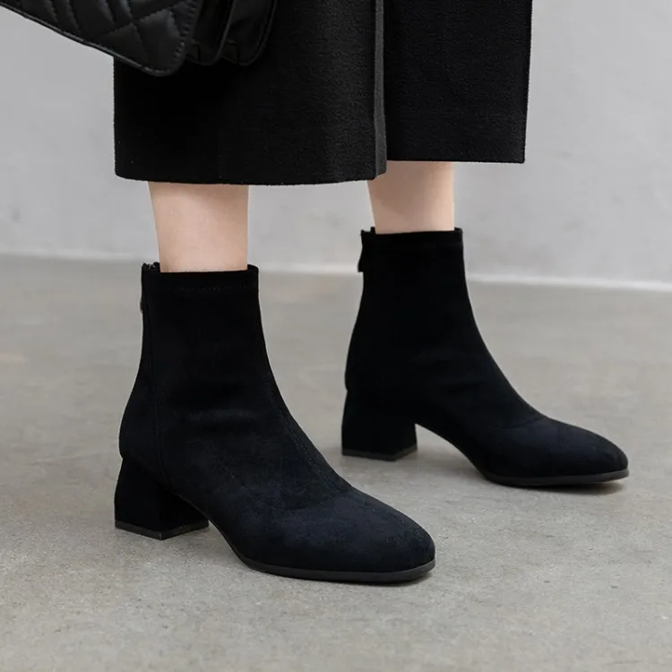 

Big Size 9 10 11 12 boots women shoes ankle boots for women ladies boots shoes woman winter Suede square head back zipper